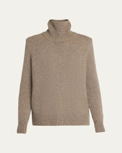 The Row Plira Cashmere Turtleneck Sweater In Brown