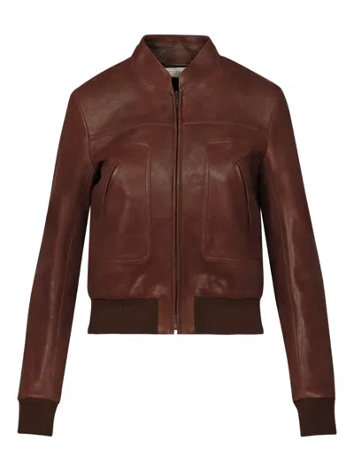 The Row Pocket Zip-up Jacket In Brown