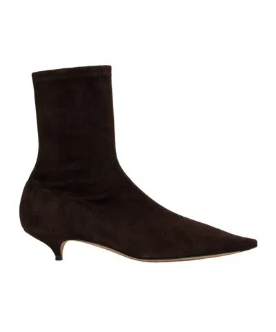 The Row Uxor Suede Ankle Boots In Black