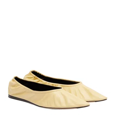 The Row Pointed Ballet Shoes In Yellow