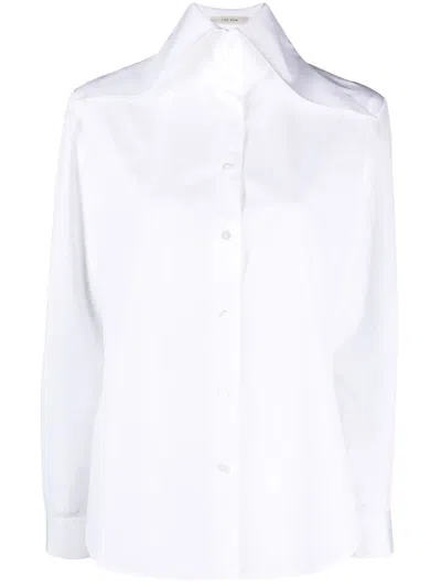 The Row Armelle Exaggerated Point-collar Shirt In White