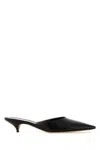 The Row Liisa Leather Kitten Heel Pointed Toe Mules In Black