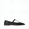 The Row Pointed T-strap Flat Shoes In Smooth Lamb Leather In White