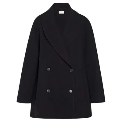 Pre-owned The Row Polli Double Breasted Coat In Black Wool
