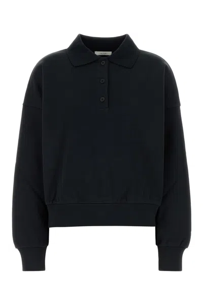 The Row Midnight Blue Cotton Corzas Polo Shirt In Black