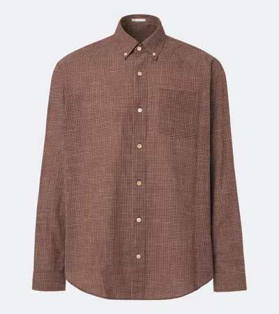 The Row Pompeo Checked Cotton Flannel Shirt In Brown