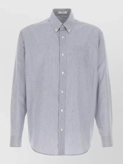 The Row Pompeo Poplin Shirt Long Sleeves Collar In Blue