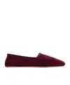 The Row Ponti Velvet Slip-on Shoes In Burgundy