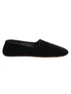 The Row Ponti Velvet Leather Sole Slippers In Black