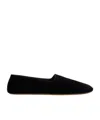 The Row Ponti Velvet Leather Sole Slippers In Black