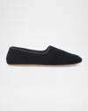 The Row Ponti Velvet Leather Sole Slippers In Black