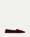 The Row Ponti Velvet Slip-on Shoes In Burgundy