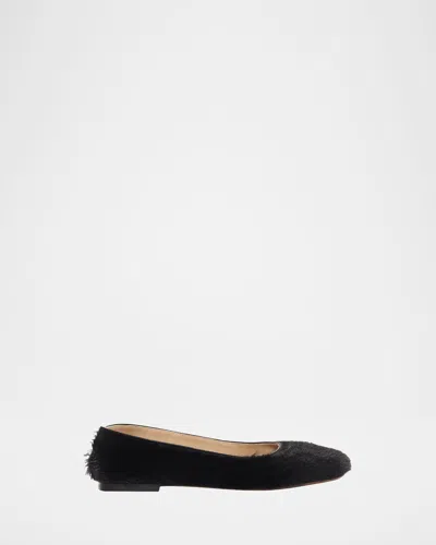 The Row Pony Hair Ballerina Flats In Black