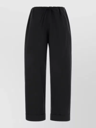 The Row Poplin Wide Leg Delano Cuffed Pants In Black
