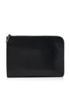 The Row Portfolio Medium Leather Wristlet In Black