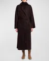 The Row Poseidone Suede Coat In Dark Brown