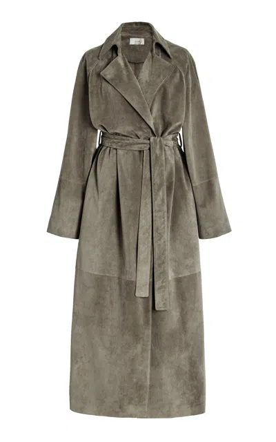 The Row Poseidone Sueded-leather Coat In Neutral