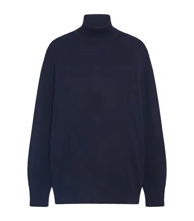 The Row Priit Cashmere Rollneck Sweater In Blue