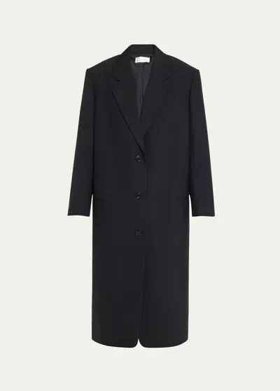 The Row Primat Straight Wool Coat In Black