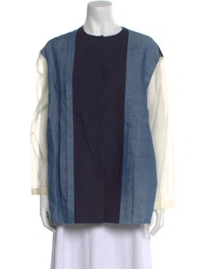 Pre-owned The Row Printed Crew Neck Tunic In Blue