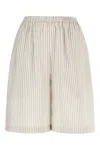 The Row Zinnia Striped Silk Pajama Shorts In Gray