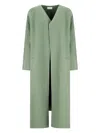 The Row Priske V-neck Wool Coat In Green