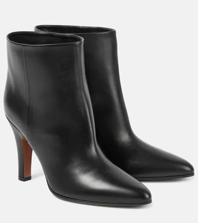 The Row Prudens Leather Stiletto Ankle Booties In Black