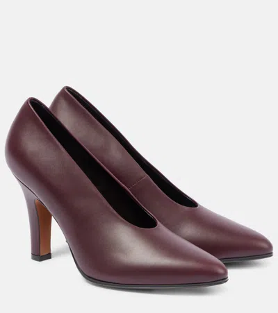 The Row Prudens Leather Pumps In Purple