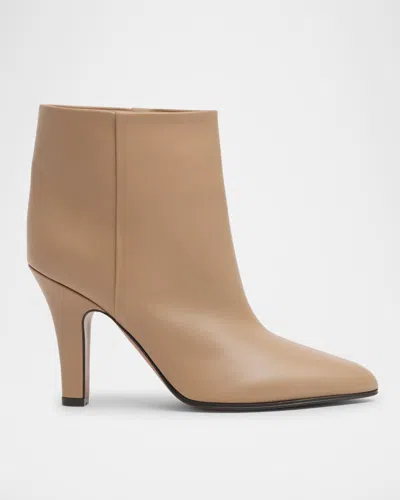 The Row Prudens Leather Stiletto Ankle Booties In Lma Lama