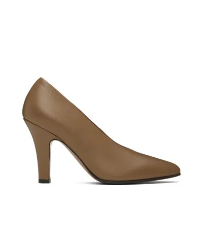 The Row Prudens Leather Pumps In Brown
