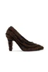 The Row Prudens Fuzzy Fabric Pumps In Laquer Brown