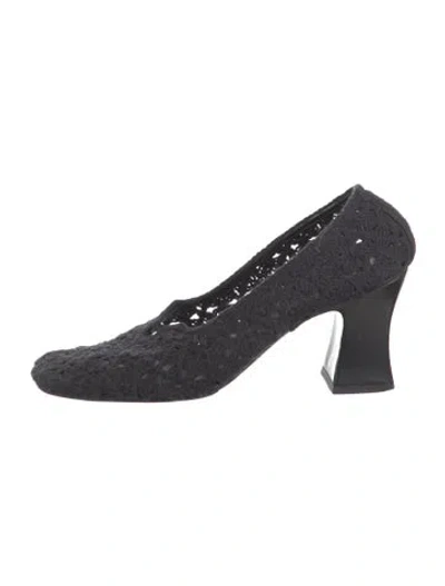 Pre-owned The Row Raffaella Lace Pattern Pumps In Black