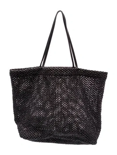 Pre-owned The Row Raffia Barn Tote Bag In Black