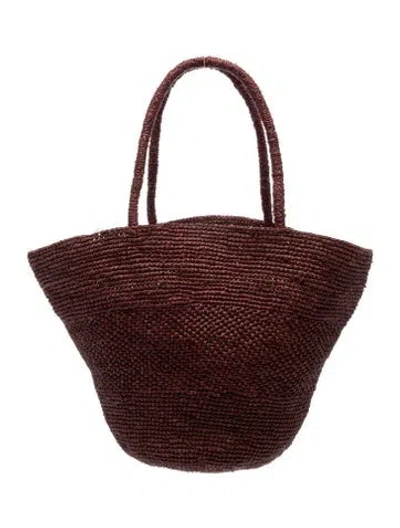 Pre-owned The Row Raffia Bucket Bag In Burgundy