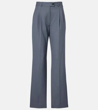 The Row Ragnar Virgin Wool Wide-leg Pants In Blue
