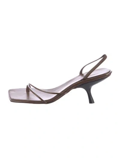 Pre-owned The Row Rai Leather Slingback Sandals In Brown