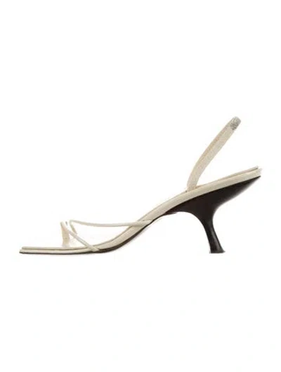 Pre-owned The Row Rai Leather Slingback Sandals In Neutral