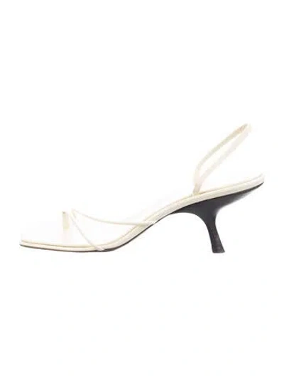 Pre-owned The Row Rai Leather Slingback Sandals In White