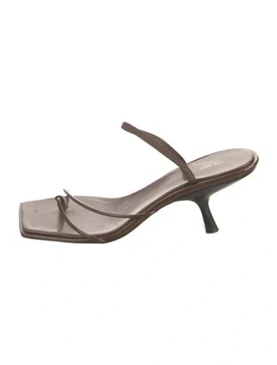 Pre-owned The Row Rai Patent Leather Slides In Brown