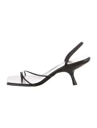 Pre-owned The Row Rai Patent Leather Slingback Sandals In Black