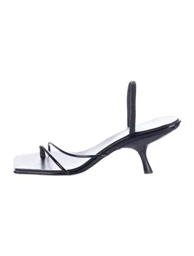 Pre-owned The Row Rai Patent Leather Slingback Sandals In Black