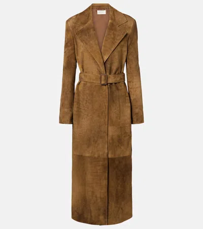 The Row Raisa Suede Coat In Brown