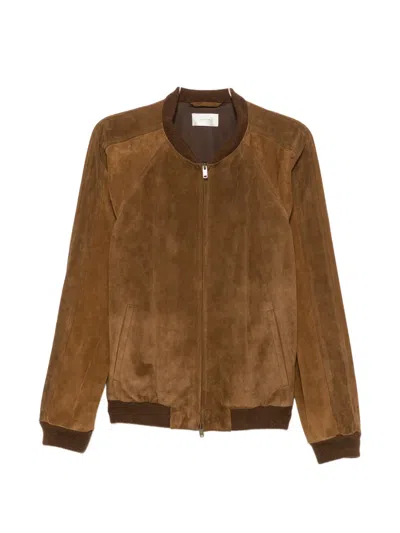 The Row Ramiro Suede Bomber Jacket In Brown