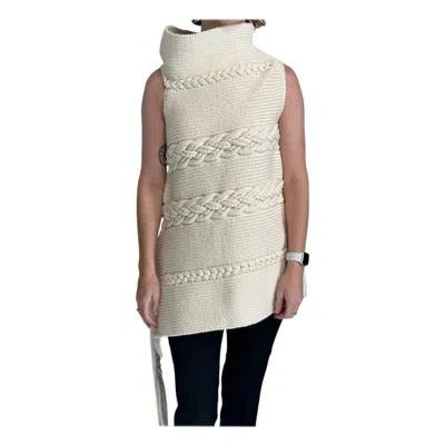 Pre-owned The Row Rare  Coastal Chic Cotton Chunky Knit Asymmetrical Tunic In Ivory In White