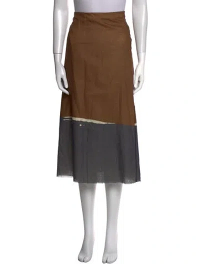 Pre-owned The Row Raw-edge Trim Midi Length Skirt In Brown