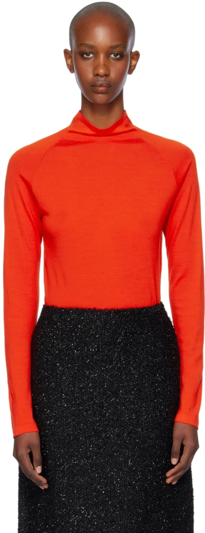The Row Red Honna Turtleneck In Ftk Firetruck