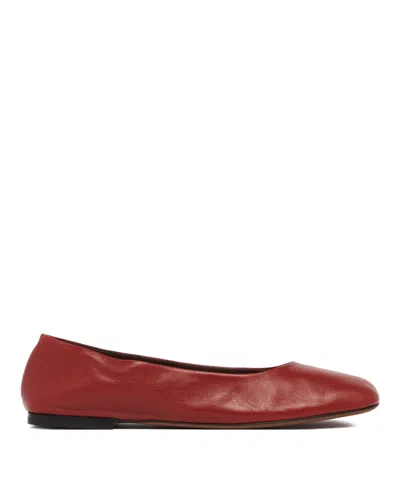 The Row Lambskin Leather Ballerina Flats In Red