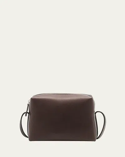 The Row Regent Crossbody Bag In Napa Leather In Dark Khaki
