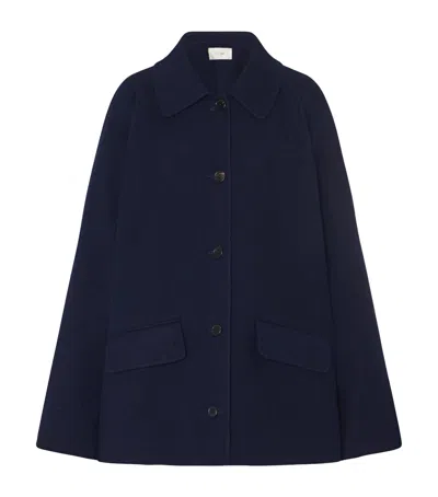 The Row Remie Cashmere Coat In Navy