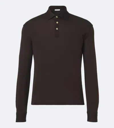 The Row Reyes Cotton Jersey Polo Shirt In Brown